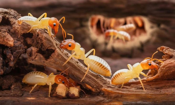 Ants on wood in natural habitat
